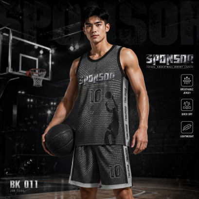ชุดกีฬาบาสเกตบอล พิมพ์ลายทั้งตัว เนื้อผ้า "นาโนเทค" BK 011
