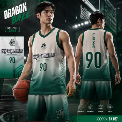 ชุดกีฬาบาสเกตบอล พิมพ์ลายทั้งตัว เนื้อผ้า "นาโนเทค" BK 057