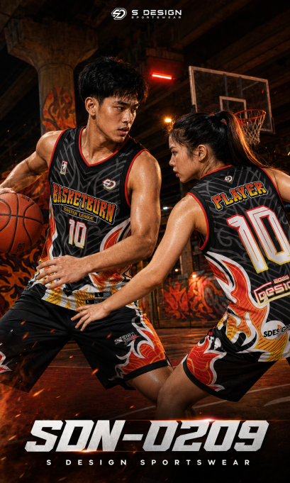 ชุดกีฬาบาสเกตบอล พิมพ์ลายทั้งตัว เนื้อผ้า "นาโนเทค" SDN-0209