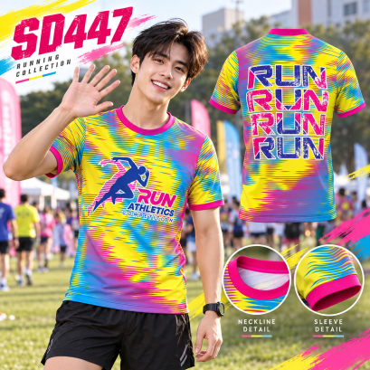 เสื้อวิ่งแขนสั้น  เสื้อวิ่งรหัส SD447 เท่ให้ครบทั้งด้านหน้าและด้านหลัง เติมความมั่นใจให้วันซ้อม พร้อมชวนเพื่อนจัดลุคเข้าทีมแล้วออกไปลุยด้วยกัน