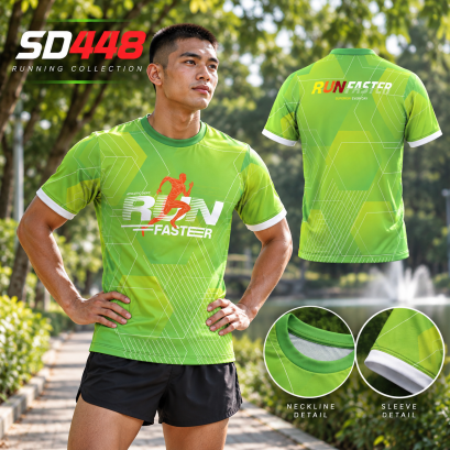 เสื้อวิ่งแขนสั้น   เสื้อวิ่งรหัส SD448 ขยับอีกก้าว เข้าใกล้เป้าหมายอีกนิด พร้อมลุคสปอร์ตที่เติมความมั่นใจ ตั้งแต่วอร์มอัปจนจบการซ้อม