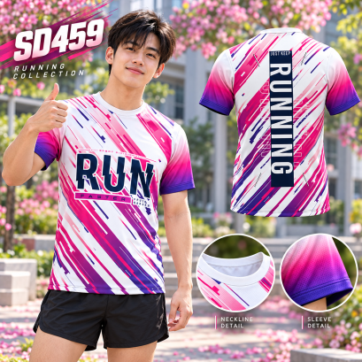 เสื้อวิ่งแขนสั้น เสื้อวิ่งรหัส SD459 เติมอารมณ์สดใสให้วันออกกำลังกาย จะวิ่งเก็บระยะหรือแวะถ่ายรูประหว่างทาง ก็สนุกได้ในลุคที่เป็นคุณ