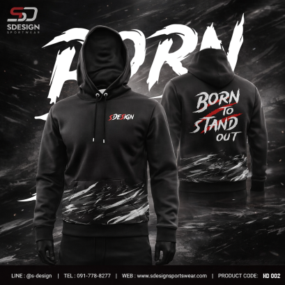 เสื้อกีฬาฮู้ดดี้  พิมพ์ลายทั้งตัว เนื้อผ้า "นาโนเทค" HD 002