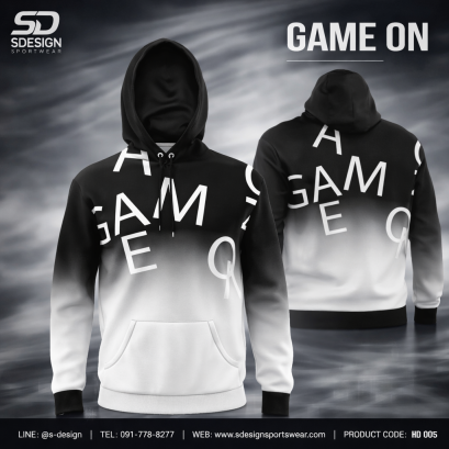 เสื้อกีฬาฮู้ดดี้  พิมพ์ลายทั้งตัว เนื้อผ้า "นาโนเทค" HD 005