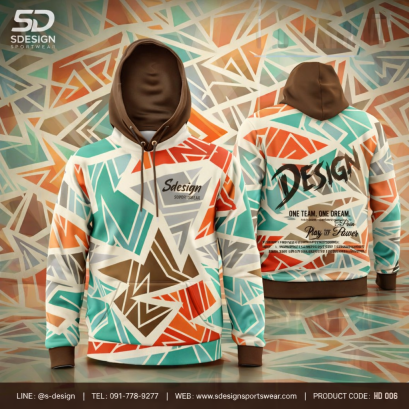 เสื้อกีฬาฮู้ดดี้  พิมพ์ลายทั้งตัว เนื้อผ้า "นาโนเทค" HD 006