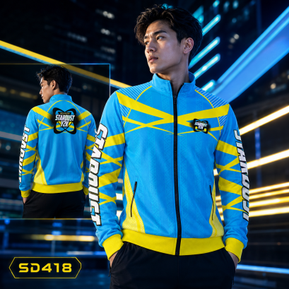 เสื้อกีฬาแจ็คเก็ต พิมพ์ลายทั้งตัว เนื้อผ้า "นาโนเทค" SD 418