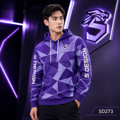 เสื้อกีฬาฮู้ดดี้ พิมพ์ลายทั้งตัว เนื้อผ้า "นาโนเทค" SD 273