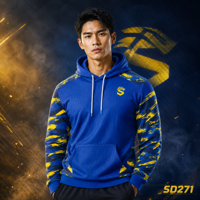 เสื้อกีฬาฮู้ดดี้ พิมพ์ลายทั้งตัว เนื้อผ้า "นาโนเทค" SD 271