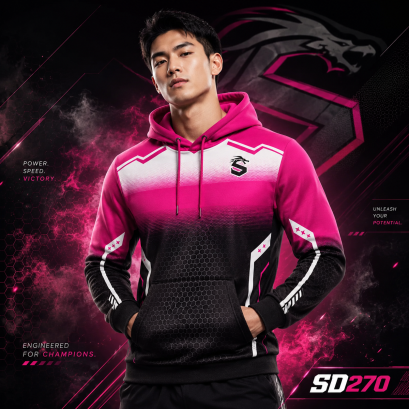 เสื้อกีฬาฮู้ดดี้ พิมพ์ลายทั้งตัว เนื้อผ้า "นาโนเทค" SD 270