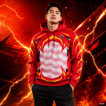 เสื้อกีฬาฮู้ดดี้ พิมพ์ลายทั้งตัว เนื้อผ้า "นาโนเทค" SD 269