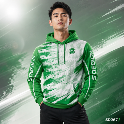 เสื้อกีฬาฮู้ดดี้ พิมพ์ลายทั้งตัว เนื้อผ้า "นาโนเทค" SD 267