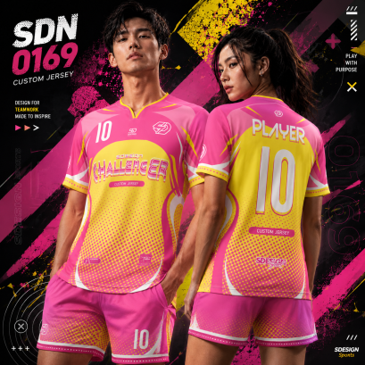 เสื้อกีฬาฟุตบอล พิมพ์ลายทั้งตัว เนื้อผ้า "นาโนเทค"SDN-0169