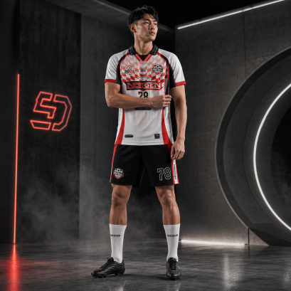 เสื้อกีฬาฟุตบอล พิมพ์ลายทั้งตัว เนื้อผ้า "นาโนเทค"SD-495