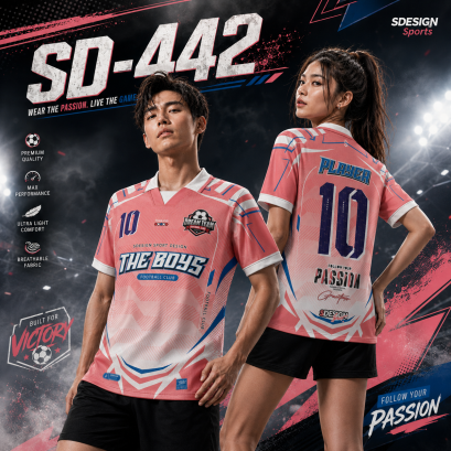 เสื้อกีฬาฟุตบอล พิมพ์ลายทั้งตัว เนื้อผ้า "นาโนเทค"SD-442
