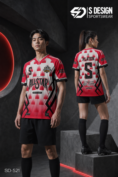 เสื้อกีฬาฟุตบอล พิมพ์ลายทั้งตัว เนื้อผ้า "นาโนเทค"SD-521