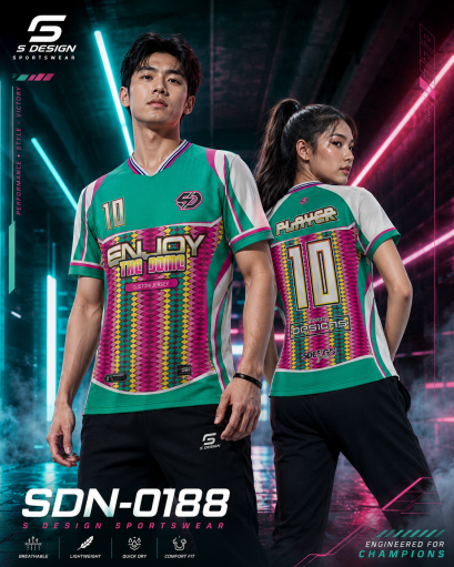 เสื้อกีฬาฟุตบอล พิมพ์ลายทั้งตัว เนื้อผ้า "นาโนเทค"SDN-0188