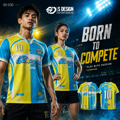 เสื้อกีฬาฟุตบอล พิมพ์ลายทั้งตัว เนื้อผ้า "นาโนเทค"SD-530