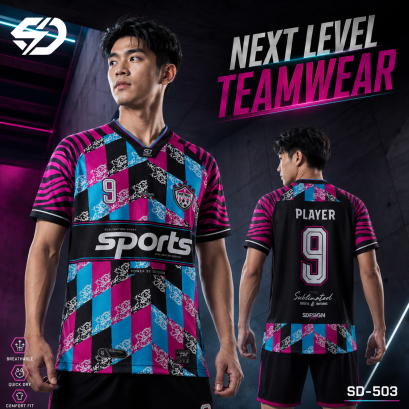 เสื้อกีฬาฟุตบอล พิมพ์ลายทั้งตัว เนื้อผ้า "นาโนเทค"SD-503