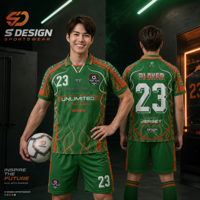 เสื้อกีฬาฟุตบอล พิมพ์ลายทั้งตัว เนื้อผ้า "นาโนเทค"SD 394
