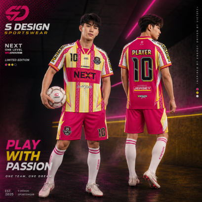 เสื้อกีฬาฟุตบอล พิมพ์ลายทั้งตัว เนื้อผ้า "นาโนเทค"SD 393