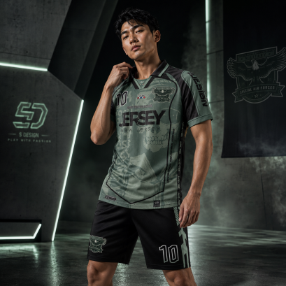 เสื้อกีฬาฟุตบอล พิมพ์ลายทั้งตัว เนื้อผ้า "นาโนเทค"SD 392