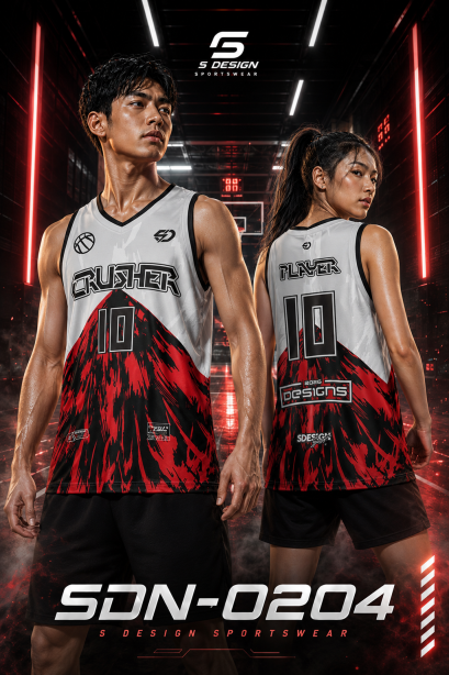 ชุดกีฬาบาสเกตบอล พิมพ์ลายทั้งตัว เนื้อผ้า "นาโนเทค" SDN-0204