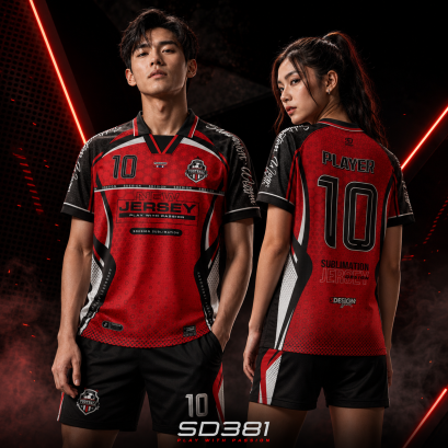 เสื้อกีฬาฟุตบอล พิมพ์ลายทั้งตัว เนื้อผ้า "นาโนเทค"SD 381
