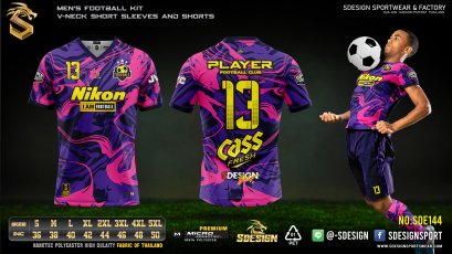 เสื้อกีฬาฟุตบอล พิมพ์ลายทั้งตัว เนื้อผ้า &quot;นาโนเทค&quot; SDE144