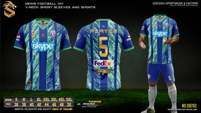 เสื้อกีฬาฟุตบอล พิมพ์ลายทั้งตัว เนื้อผ้า &quot;นาโนเทค&quot; SDE152