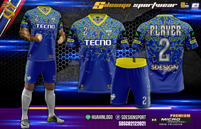 เสื้อกีฬาฟุตบอล พิมพ์ลายทั้งตัว เนื้อผ้า &quot;นาโนเทค&quot; SDE008