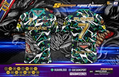 เสื้อกีฬาฟุตบอล พิมพ์ลายทั้งตัว เนื้อผ้า &quot;นาโนเทค&quot; SDE011