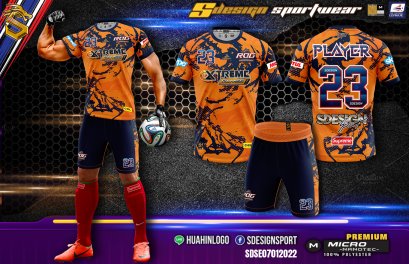 เสื้อกีฬาฟุตบอล พิมพ์ลายทั้งตัว เนื้อผ้า "นาโนเทค" SDE034