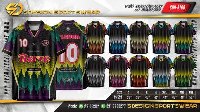 เสื้อกีฬาฟุตบอล พิมพ์ลายทั้งตัว เนื้อผ้า "นาโนเทค"SDN-0109