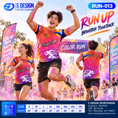 เสื้อวิ่ง RUN-013 RUN UP วิ่งๆ โทนชมพู-ม่วง-ส้ม