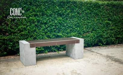 ม้านั่งบล็อค ไม้ไฟเบอร์ซีเมนต์ สีไม้โอ๊ค