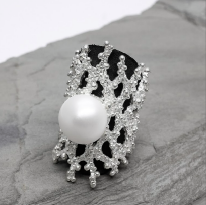 Coral Silver Ring