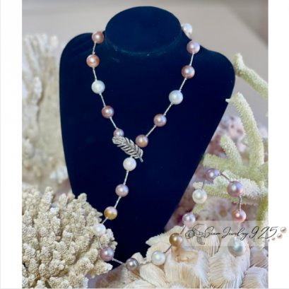 Mix color baroque  pearl necklace