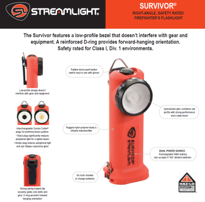 ไฟฉายดับเพลิงติดหน้าอก ยี่ห้อ STREAM LIGHT รุ่น SURVIVOR