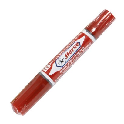 ปากกามาร์คเกอร์ 2 หัว (แพ็ค12ด้าม) แดง ตราม้า