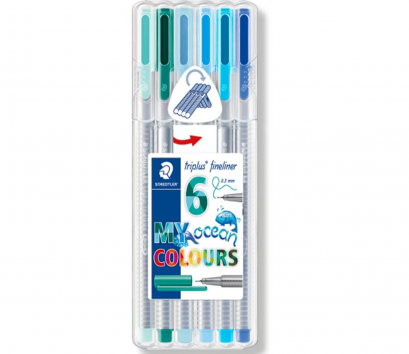 ปากกา TRIPLUS FINELINER STAEDTLER ชุด 6 สี สีฟ้าน้ำทะเล