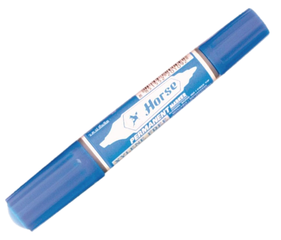 ปากกาเคมี 2หัว ตราม้า สีฟ้า