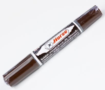 ปากกาเคมี 2หัว ตราม้า สีน้ำตาล