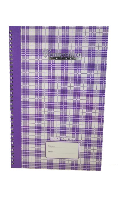 สมุดจดปกแข็งริมลวด 5/100  HR101 21x32cm 70แกรม 100แผ่น