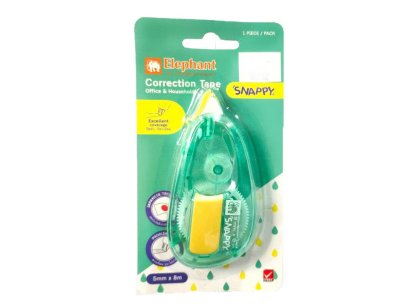 เทปลบคำผิด (5 มม. x 8 ม.) คละสี ตราช้าง SNAPPY