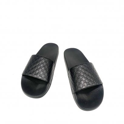 Gucci Sandal Microguccissima Leather Slide Black Size 41