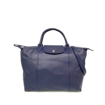 Longchamp Le Pliage Cuir Medium Navy