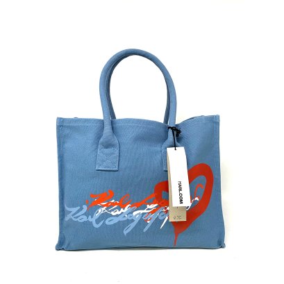 Karl Lagerfeld Graffiti Canvas Tote Dusk Blue