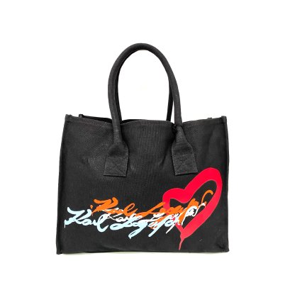 Karl Lagerfeld Graffiti Canvas Tote Black