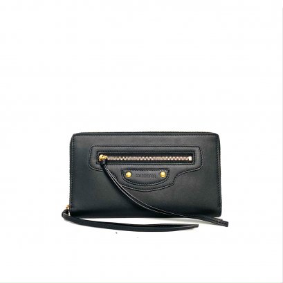 Balenciaga Neo Classic Zip Long Wallet Soft Leather Black GHW