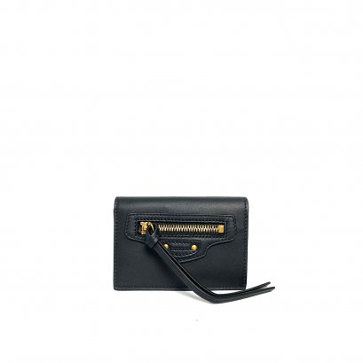 Balenciaga Mini Three-fold Wallet Soft Leather Black GHW